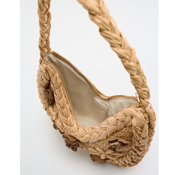 NWT Zara Floral Braided Shoulder Bag - Picture 9 of 10